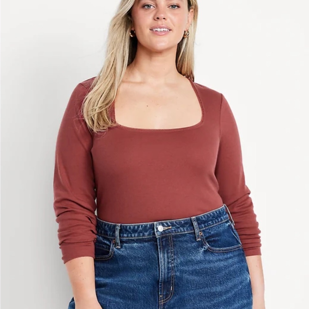 Old Navy Square Neck Bodysuit - Dusty Red